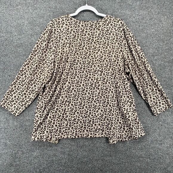 Travelers Chicos Cardigan Top 3 Women XL Gray Slinky Leopard Open Front Casual - Picture 3 of 7